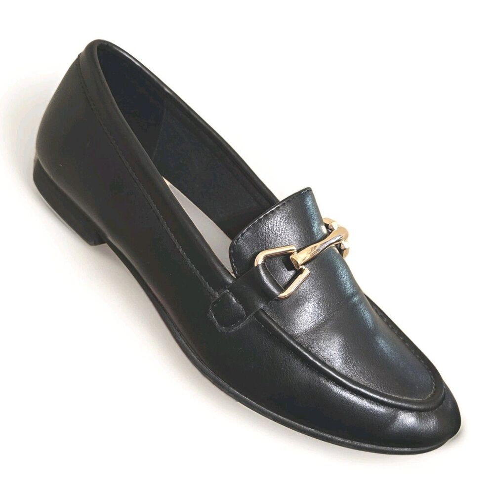 Michael Simon Black Horsebit Flat Loafers Size 8.5 Business Casual Trendy